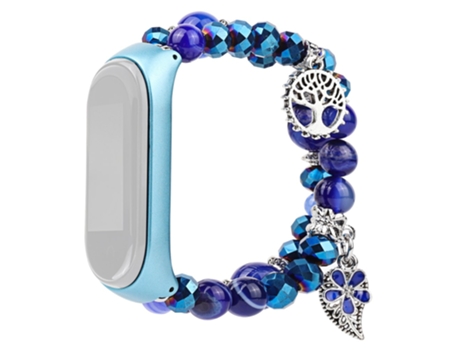 Correa de cuentas trenzadas piedras naturales para Xiaomi Mi Band 3/4 - azul