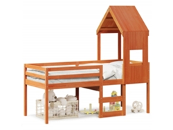 Maison Exclusive - Cama Alta Con Techo Madera Maciza De Pino Marrón Cera 90x190 Cm