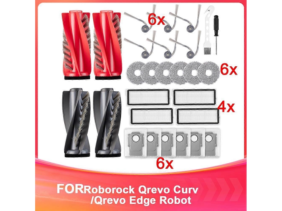 Accessory For Qrevo Curv/qrevo Edge Robot Vacuum Cleaner, Replacement Main Brushes, Dust Bags,mop P