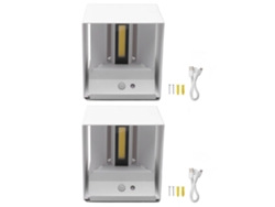 Rebe-2 Set Lámpara De Pared Led 6w Base Magnética Sensor De Movimiento Cuadrada Luz Blanca Cálida Para Pasillo Interior Blanca