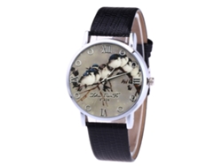 Reloj De Cuarzo Con Correa De Cuero Pu Unisex Zhoulianfa Dial Personalizado Negro
