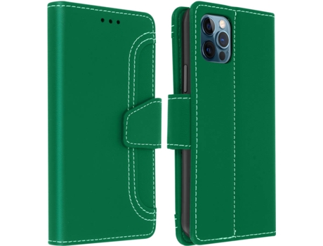 Funda iPhone 12, 12 Pro AVIZAR Libro Monedero Verde