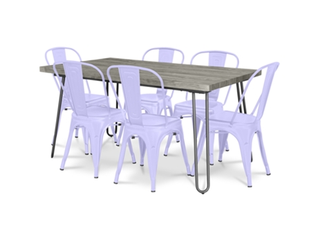 Pack Mesa Comedor Diseño Industrial 150Cm Pack 6 Sillas Comedor Diseño Industrial Hairpin Stylix TOLIX STYLE