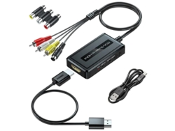 Convertidor RCA S Video Composite CVBS a HDMI 1080p con interruptor. Compatible con PS2, Wii, N64, VHS, DVD, STB PAL/NTSC. Plug and Play. Yizhood