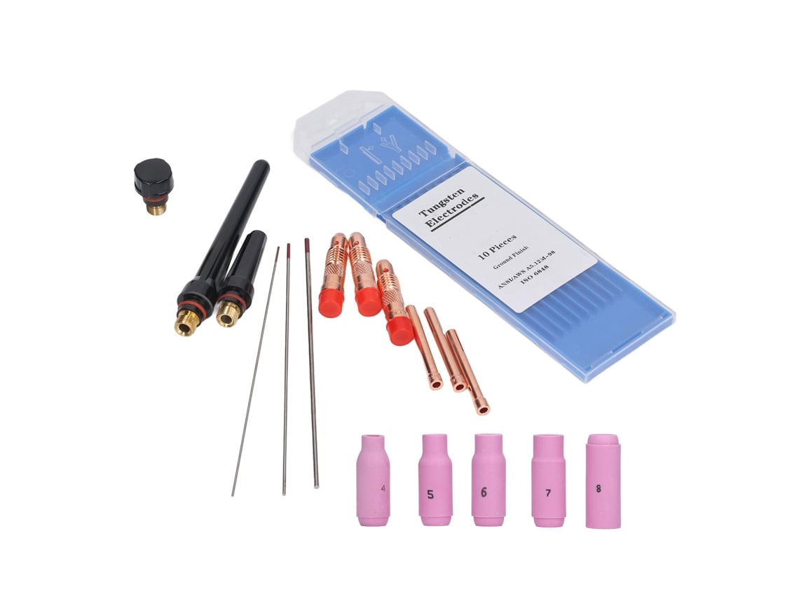 Kit De Acessórios Para Tocha Tig 17 Peças: Bocal Cerâmico, Clamp De Elétrodos Para Pistola Wp17 18 26