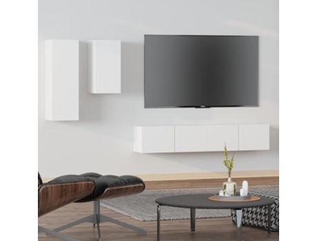 Conjunto 4 de muebles para TV VIDAXL madera contrachapada blanco