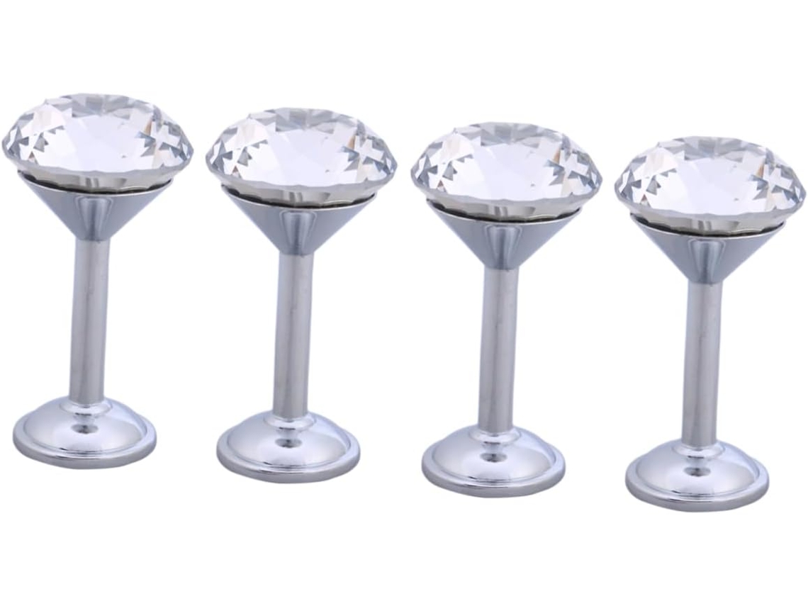 Juego de 4 ganchos de pared de metal plateado con forma de diamante CHABERLU
