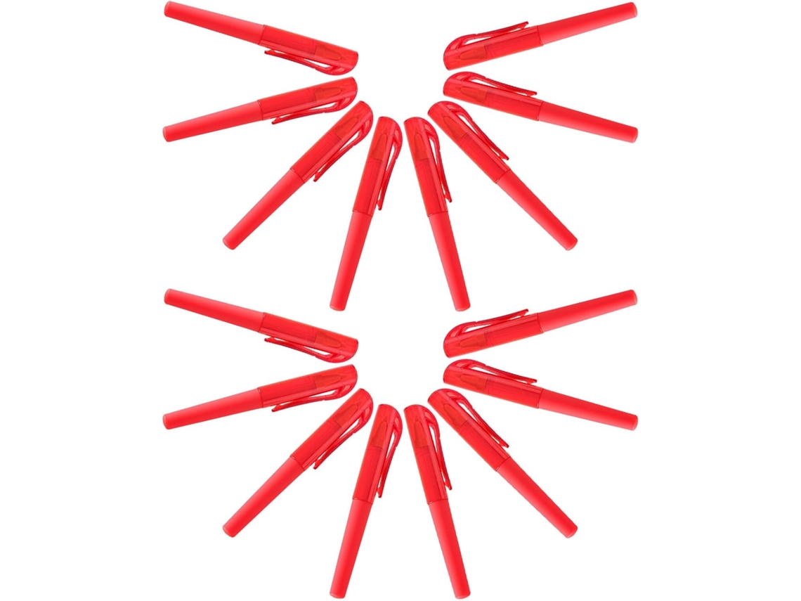 Paquete De 50 Bolígrafos De Gel De Tinta Roja, Punta Fina, Cuerpo Corto, Con Tapa Para Escribir.