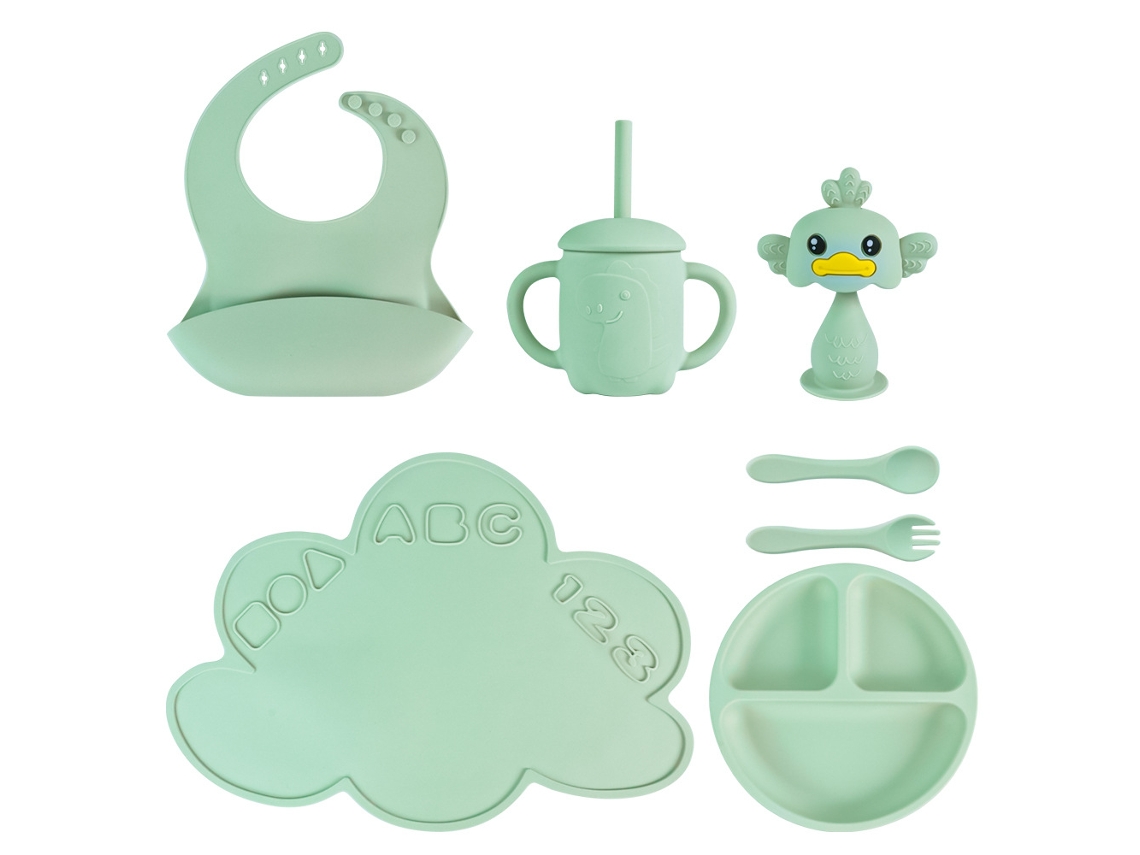 Juego De Cubiertos De Silicona Para Niños, Seis Piezas (verde) Czhhmart