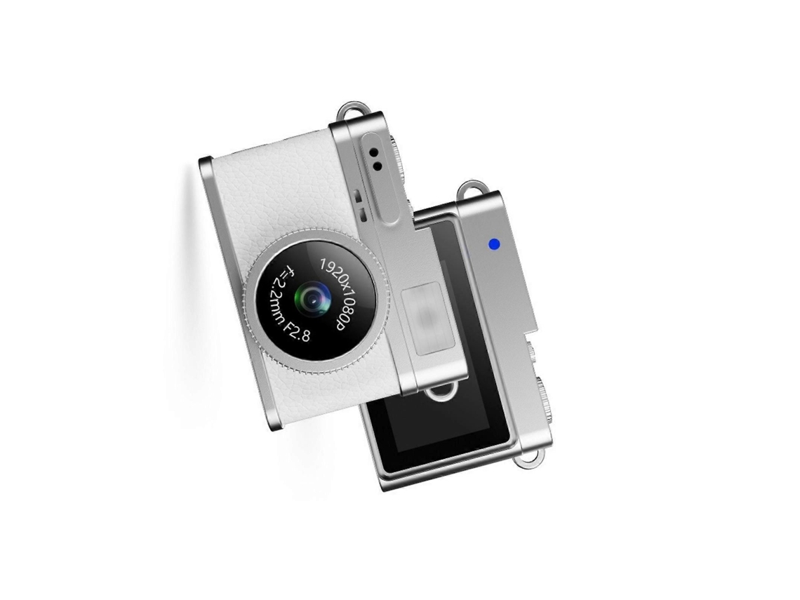 Mini cámara llavero 1080p, cámara pequeña y portátil para fotos y vídeos, videocámara de viaje, blanca ELECTVAULT1