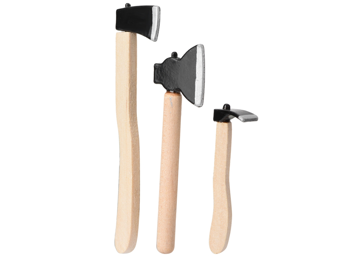 Herramientas agrícolas en miniatura con mango de madera y punta de metal, modelo de accesorio para casa de muñecas a escala 1/12.