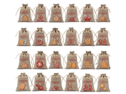 24 bolsas navideñas de yute con cordón, 5,5 x 4 pulgadas (09)
