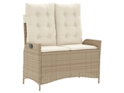 Sillón reclinable de jardín VIDAXL con cojines ratán sintético beige