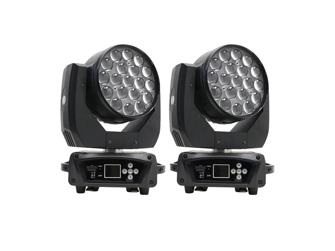 Cabezal móvil, 19 LED, control DMX, 2 unidades, enchufe UE OEM