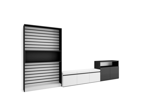 Muebles de Salón para TV 360x186x35cm Para TV hasta 65 Mueble Televisión Blanco y negro