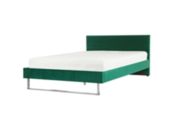 Cama con somier BELIANI Bellou de Terciopelo Verde 185x214x105