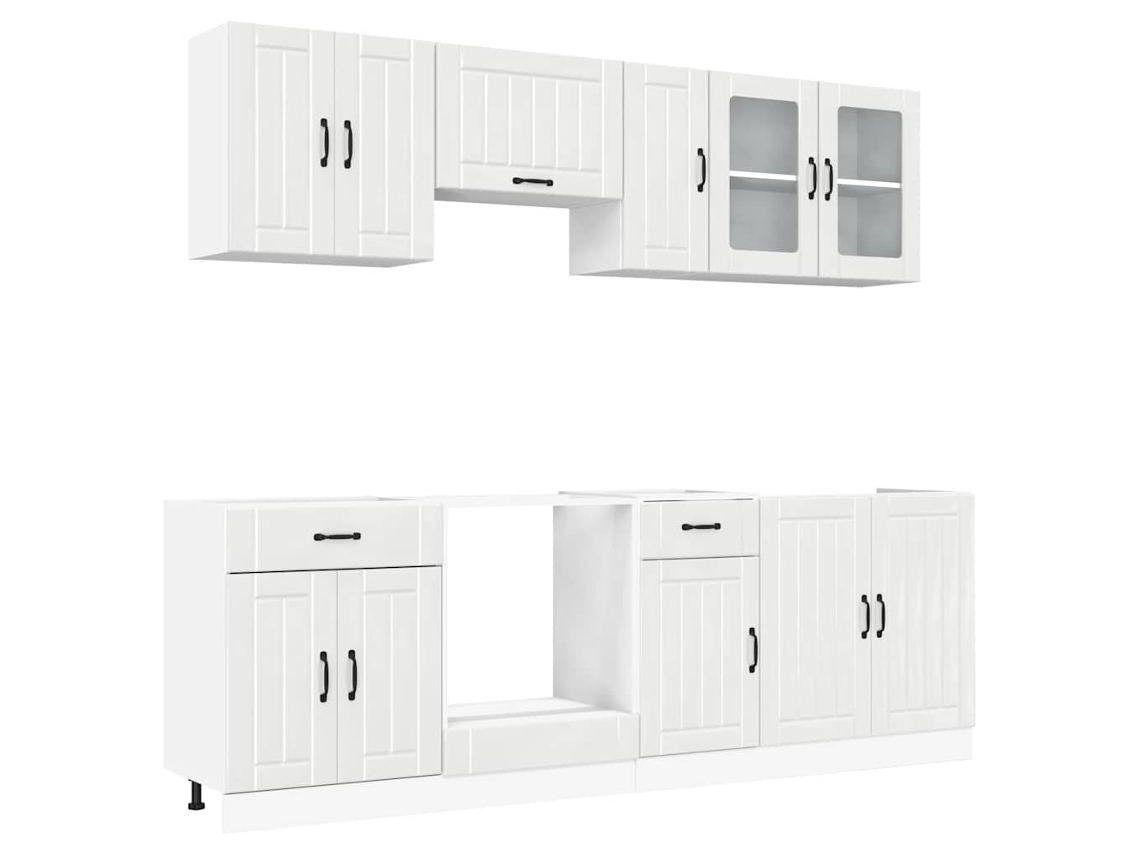 Juego de 8 gabinetes de cocina blancos brillantes MAISON EXCLUSIVE