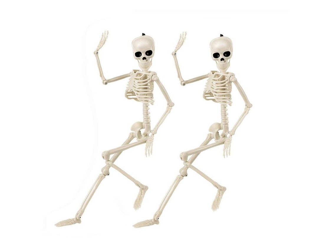 Linjou Decoración De Esqueleto De Halloween Con Articulaciones Totalmente Articuladas, 38 Cm (paquete De 2)