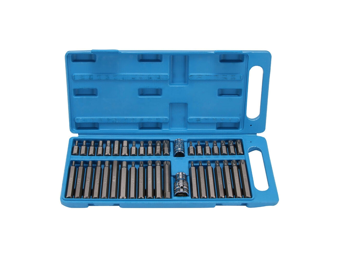 Juego de puntas Torx, hexagonales y estriadas, 40 en 1, llave Allen, largas y cortas, con estuche, 3/8 y 1/2''.
