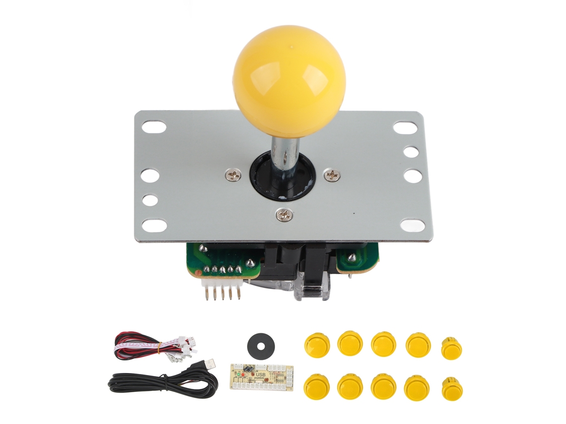 Kit De Joystick Arcade Para Armar Con Chip De Control Usb Para Juegos De Computadora - Amarillo