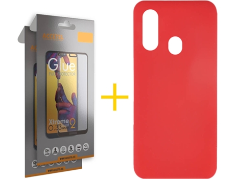 Carcasa + 2 Protectores de Pantalla Samsung A20e SKYHE Full Rojo