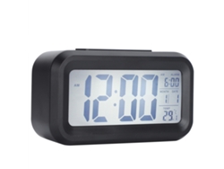 Reloj Electrónico Lcd Pantalla Grande Silencioso Smart Con Tiempo Temperatura Despertador Ghy‑501negro
