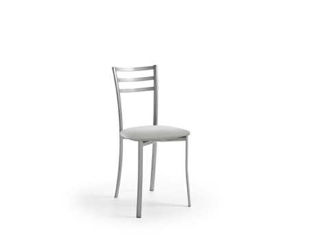 Silla de cocina aluminio Estefanía 40x87x48cm Polipiel Plata FANMUEBLES