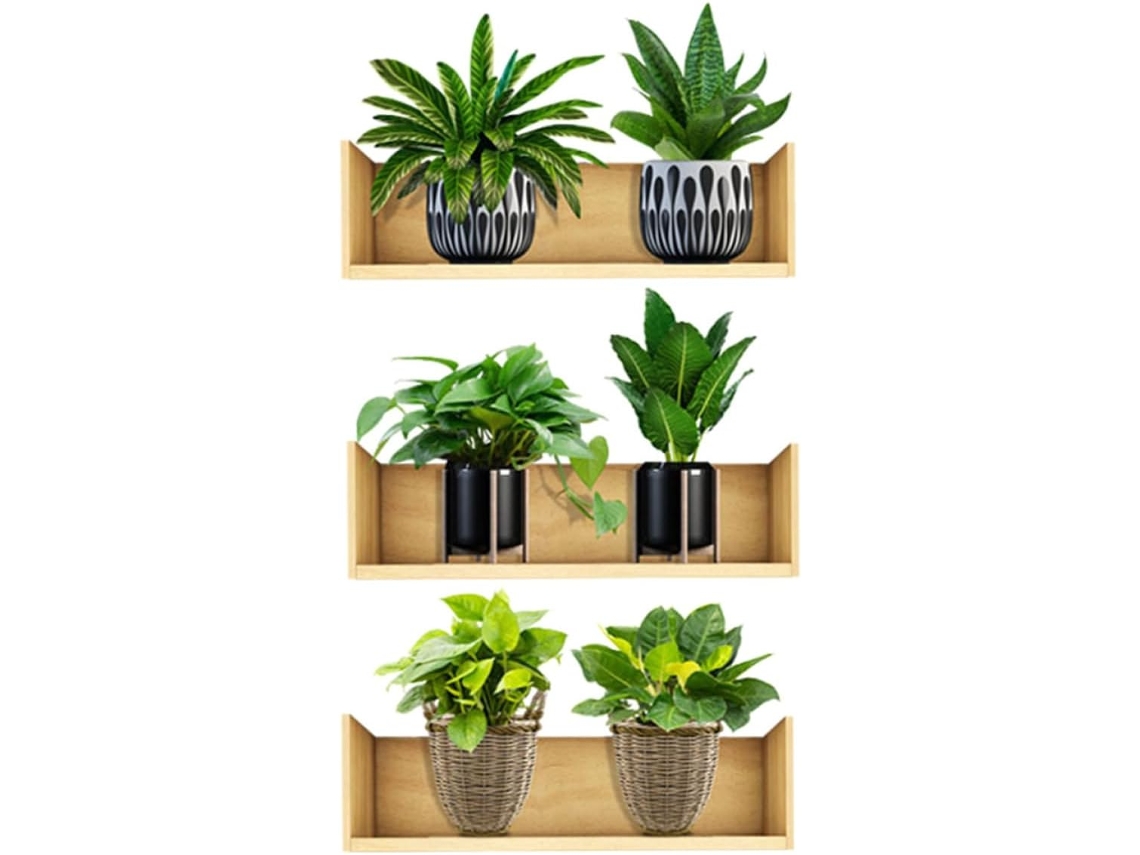 Juego 3 Pegatinas Pared Verdes 20x30 Decoración Estar Dormitorio Reposicionables Plantas Maceta Papel Tapiz
