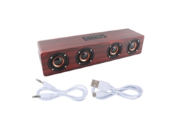 Alto-falante Bluetooth Wireless Madeira Vermelha Subwoofer 12w Hifi 360° Som Jogo Música Desktop