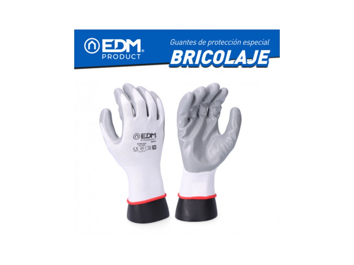 Guante de Bricolaje Poliéster Recubierto de Nitrilo Talla 7 EDM