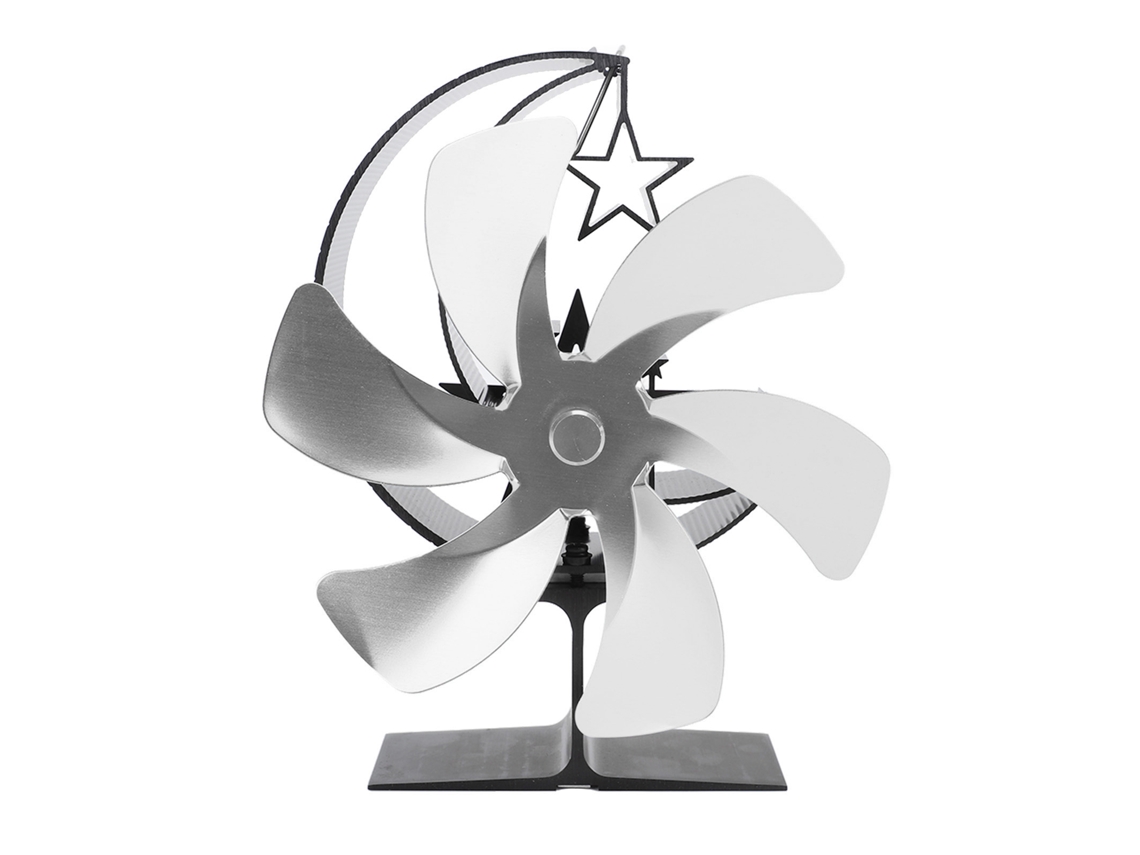 Ventilador Para Estufa De Leña, 6 Aspas, Termoeléctrico, Circulación Rápida Del Calor, Plateado.