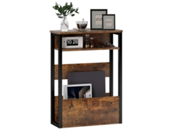 Mesa De Centro De Estilo Industrial Con 2 Estantes, Madera Y Metal, 46x18x58,5 Cm, Marrón.