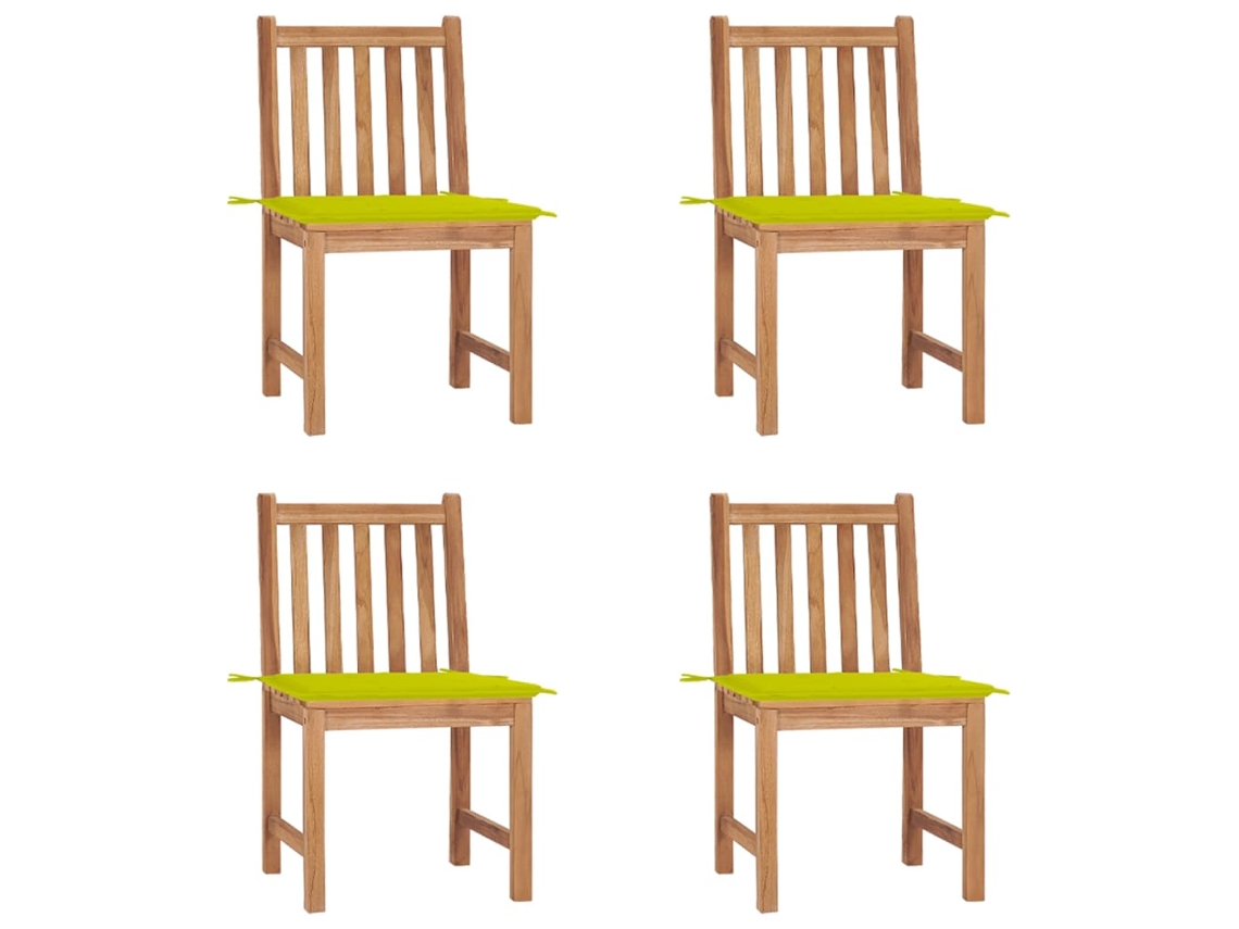 Sillas de jardín DKD Home Decor de 4 piezas con cojines, madera maciza de teca