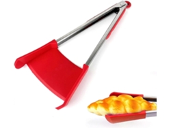 Pinza Espátula De Silicona 2 En 1 Para Cocina, Resistente Al Calor Y Antiadherente, Alimentaria (rojo 9 Pulgadas) 9 Pulgadas Rojo
