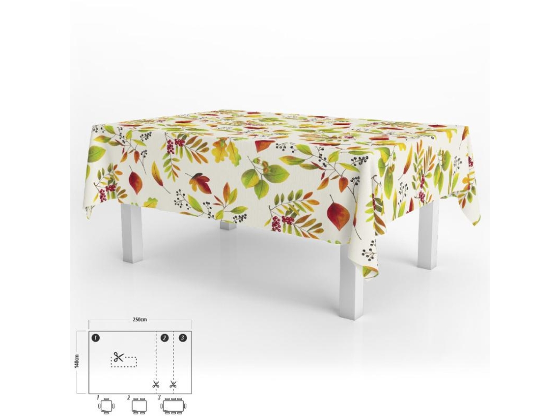 Mantel Hule Rectangular Hojas Otoño Impermeable Antimanchas PVC 140x250 cm  Recortable Uso Interior y Exterior ORYX