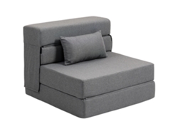 Sillón Convertible 1 Plaza Cama Plegable Cojín 120 Kg Gris Invitados Salón