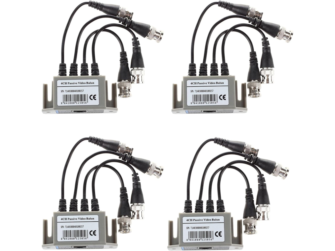 4 Transmisores Y Receptores De Cámaras Cctv Utp Bnc Con Balun De Vídeo De 4 Canales Rj45
