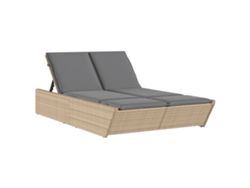 Chaise longue doble con cojines de mimbre, beige, EXCLUSIVA DE LA CASA