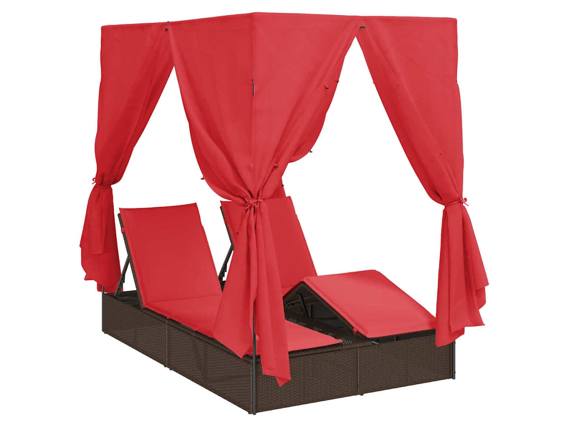 Tumbona doble de 205x129x200 cm, de mimbre, HALANV1