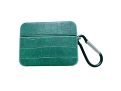 Estuche cuadrado de cuero para auriculares con estampado de cocodrilo GIECY