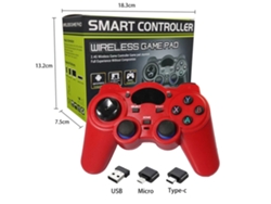 Gamepad inalámbrico 2.4G para Android, caja roja grande y colorida con doble OTG YUNZII