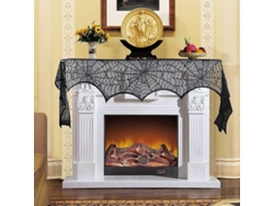 Bufanda Para Repisa De Chimenea, Telaraña En Encaje Negro, 2 Piezas, Decoración Para Repisa De Chimenea
