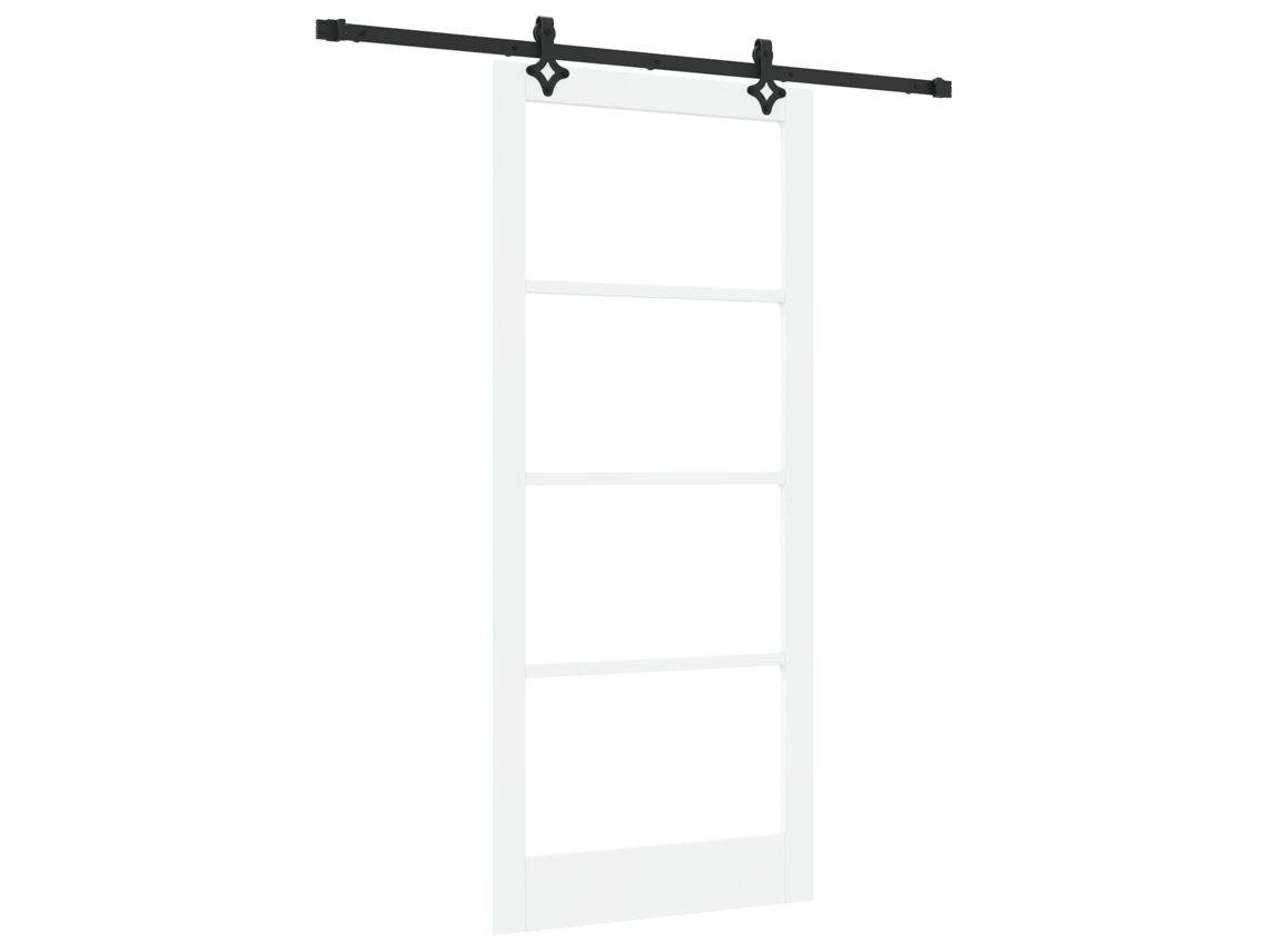 Puerta corredera de madera maciza blanca Vidaxl con kit de herrajes (93 x 211 cm)