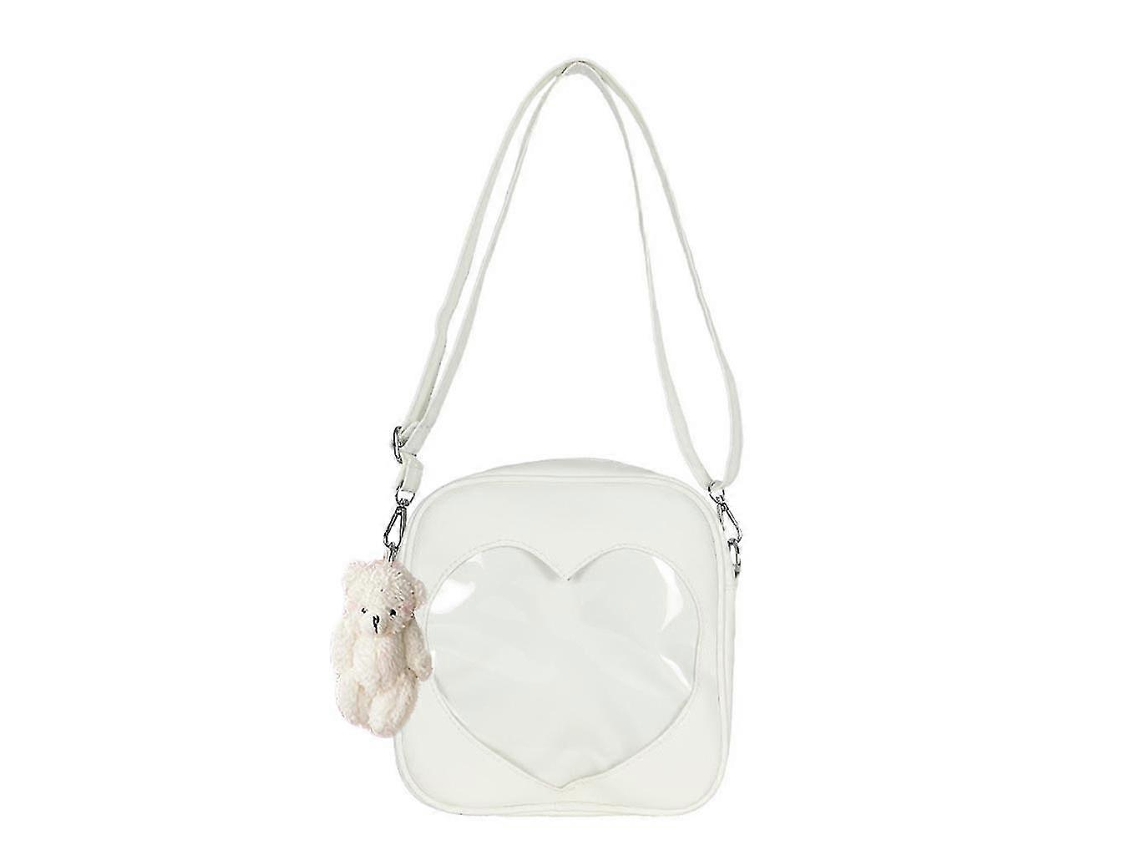 Bolso bandolera cuadrado, elegante bolso de hombro de poliuretano, correa ajustable, bolso mensajero, blanco