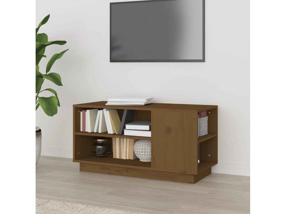 Mueble Tv 80 x 35 x 40,5 cm Madera de Pino Macizo Marrón Derivados de La Miel