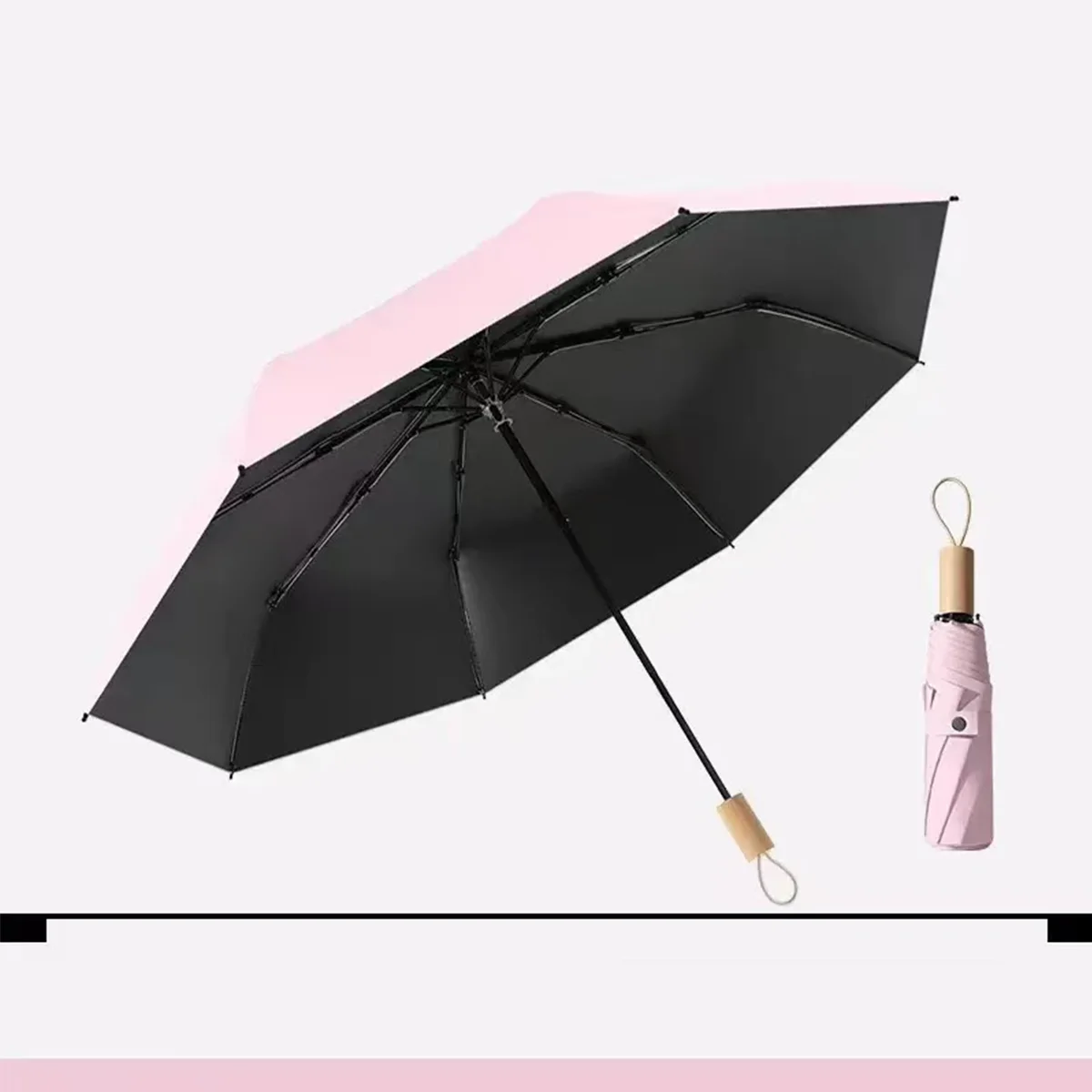 (rosa) Guarda-chuva Triplo Automático Romântico Em Estilo Francês Para Mulheres, Adequado Tanto Para Dias Ensolarados Quanto Chuvosos.