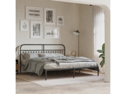 Estructura Cama Sin Colchón Con Cabecero Metal Negro 183x203 Cm