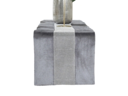 KOFIHETY Camino de Mesa Gris 32 x 180 cm con Brillo, Camino de Mesa Plateado con Diamantes para Decoración de Cocina, Mesa de Café, Cómoda, Vitrina (180 cm)