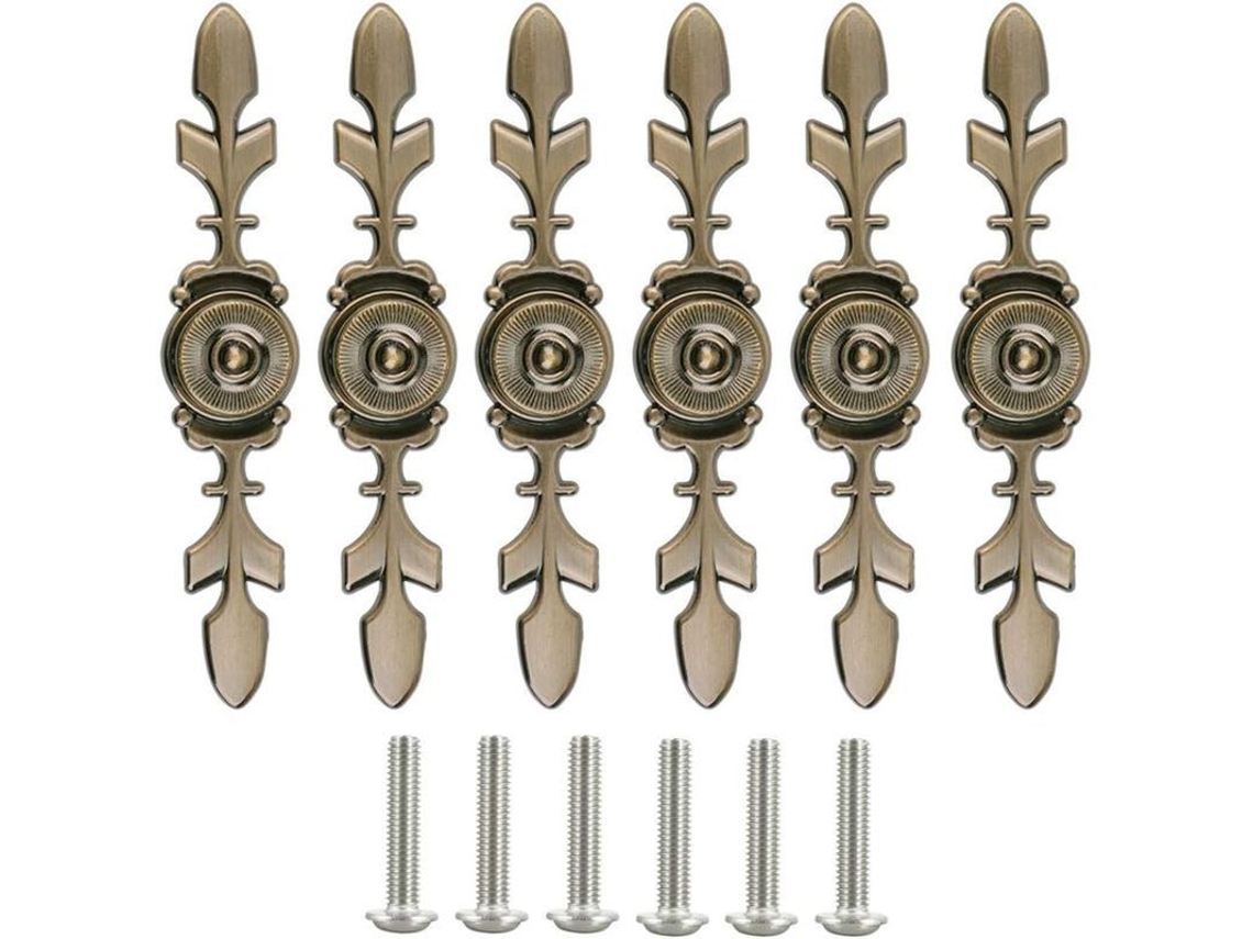 6 Perillas De Puerta Y Cajón Antiguas De Aleación De Aluminio Con Tornillos Para Muebles Armarios