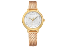 Elegante Reloj De Pulsera De Cuarzo Informal Para Mujer Con Esfera Redonda Color Crema.